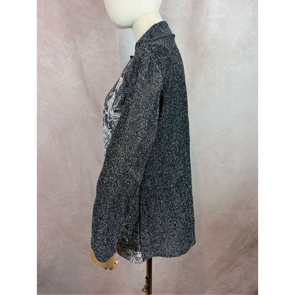 Vintage 1970s Dagger Top Butterly Sparkle Mod MCM Disco Size Medium Lurex - Picture 8 of 10